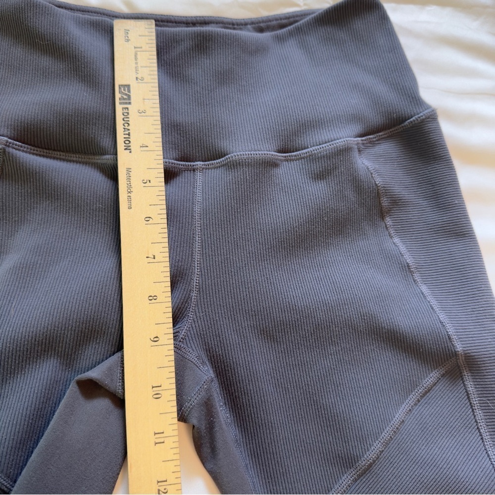 Zella moto ribbed high waist ankle leggings charcoal gray mini pocket size M - Picture 5 of 14
